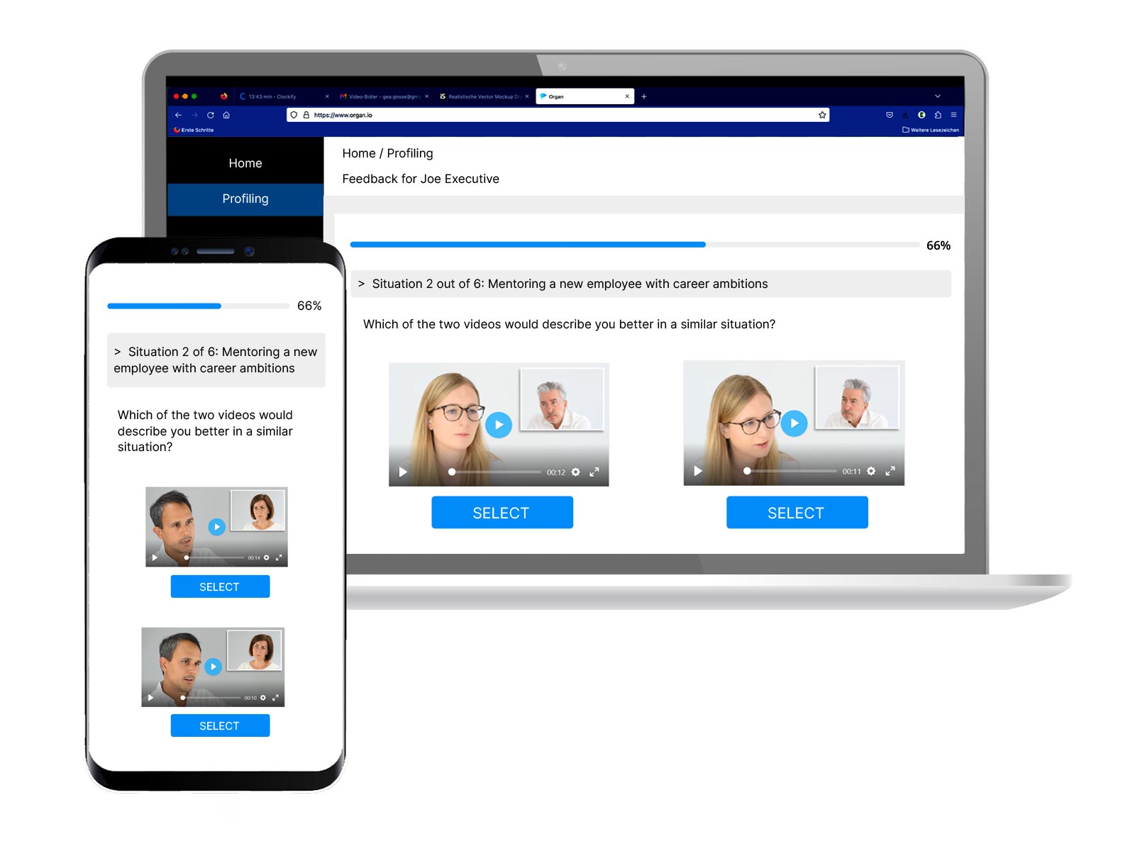 Screenshots from the organ app
